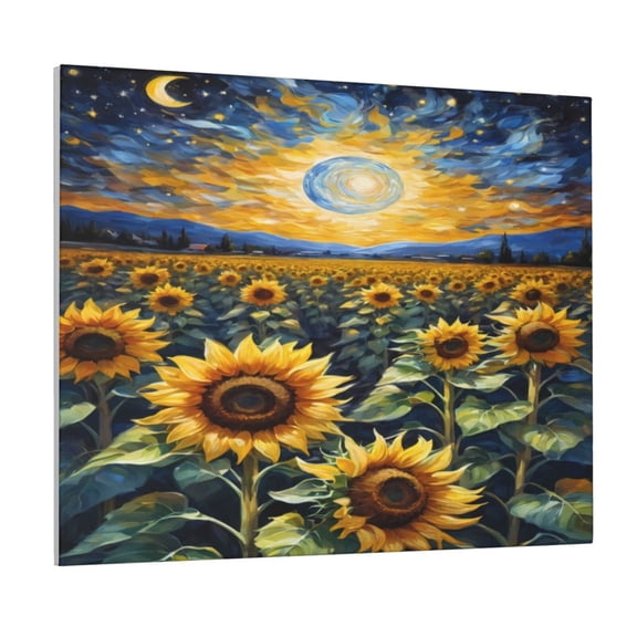 Logiee Starry Sky Moon Sunflower Print Canvas Wall Art ,Art Poster,Canvas Decorative Picture,Decor Wall Pictures for Living Room Bedroom Bathroom,Ready to Hang