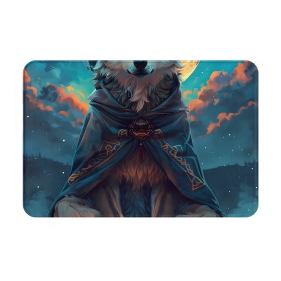 Logiee Starry Sky Moon Wolf Leader Print Welcome Mats for Entryway,Door Mat for Front Door,Entry Mat,Doormat for Garden, Garage, Patio, Home, Porch Decor