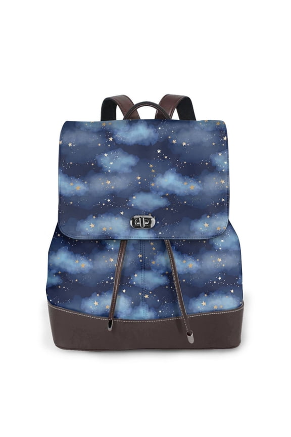 Logiee Starry Sky Print Backpack Purse for Women,Fashion Leather Backpack Purse,Women's Leather Backpack for Work College Travel