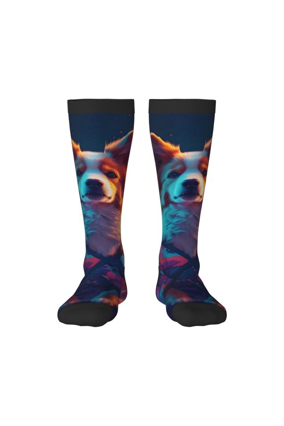 Starry Sky White Cloud Puppy Print Gift Stocking Stuffers,Adult Stockings,Novelty Socks,Funny Socks Birthday Running Walking Sleeping