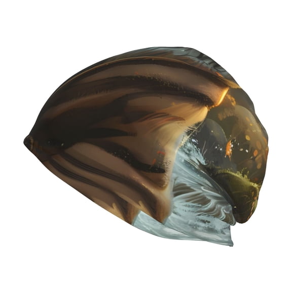 Logiee Streamside Meditating Fox Print Unisex Knit Beanie for Men Women Winter Hat,Beanies Skull Caps