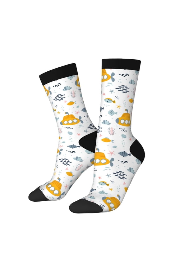 Submarine Ship Print Adult Socks for Men & Women,Calf Socks, Ankle Socks,Boots Socks,Breathable Casual Sock,Unisex Crew Socks
