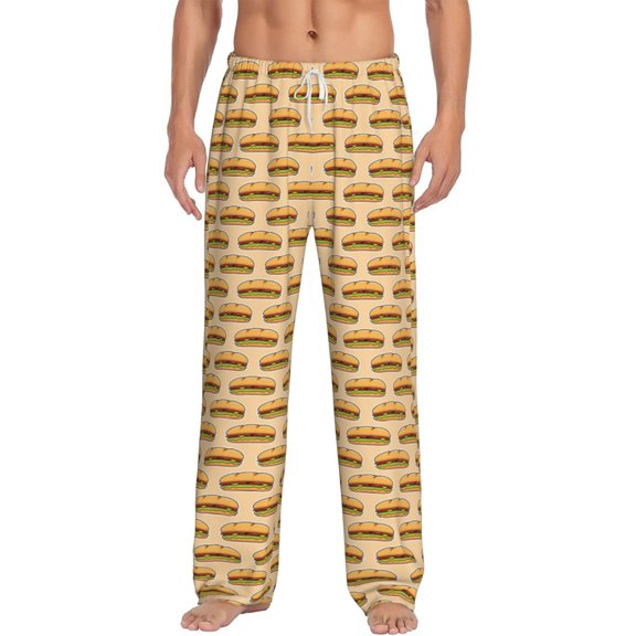 Logiee Submarine Sub Sandwich Print Pajama Pants for Men,Men’s Pajama Bottoms,Mens PJ Pants with Pockets & Button Fly-Large