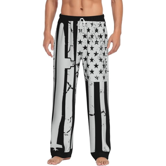 Logiee Submarine Vintage Flag Print Pajama Pants for Men,Men’s Pajama Bottoms,Mens PJ Pants with Pockets & Button Fly-Medium