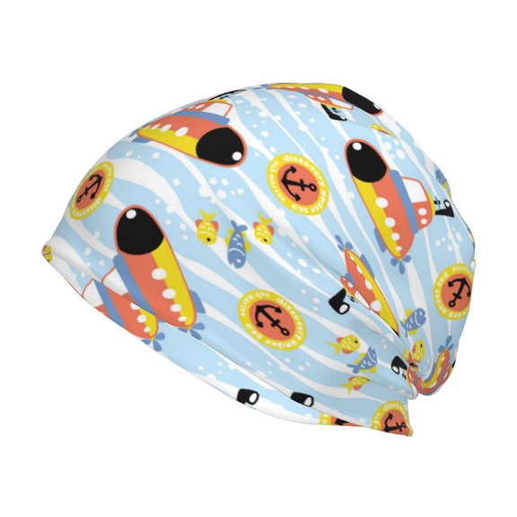 Logiee Submarine With Fishes Undersea Print Unisex Knit Beanie for Men Women Winter Hat,Beanies Skull Caps