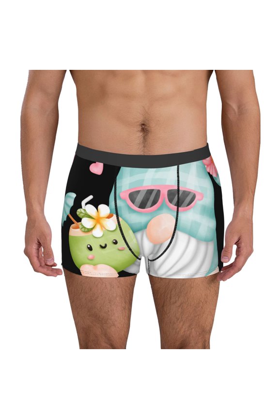 Summer Gnome,Cute Gnome Print Mens Boxer Briefs,Boxer Briefs for Men,Breathable Stretch Underwear,Boys Boxer Briefs-XX-Large