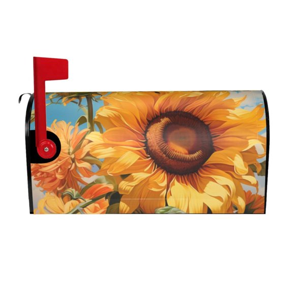 Logiee Sunflower Blue Sky Print Post Letter Box Wrap Decor, Mailbox Cover Suitable for Standard Mailbox and Large Size Mailbox,Outdoor Yard Decoration-21x18 in