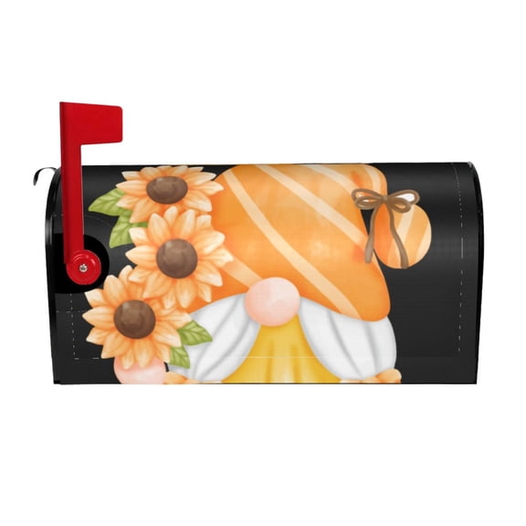 Logiee Sunflower Gnomes 2 Print Post Letter Box Wrap Decor, Mailbox Cover Suitable for Standard Mailbox and Large Size Mailbox,Outdoor Yard Decoration-21x18 in