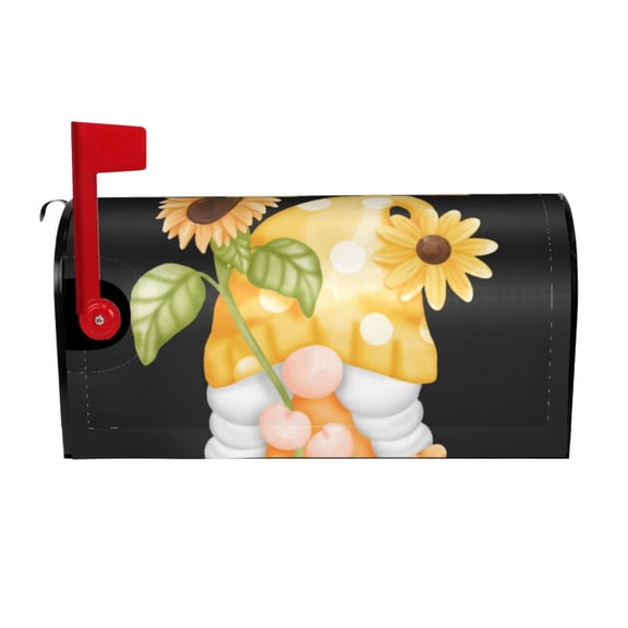 Logiee Sunflower Gnomes 3 Print Post Letter Box Wrap Decor, Mailbox Cover Suitable for Standard Mailbox and Large Size Mailbox,Outdoor Yard Decoration-25.5x21 in