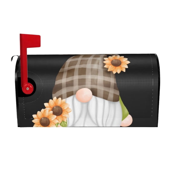 Logiee Sunflower Gnomes 4 Print Post Letter Box Wrap Decor, Mailbox Cover Suitable for Standard Mailbox and Large Size Mailbox,Outdoor Yard Decoration-25.5x21 in