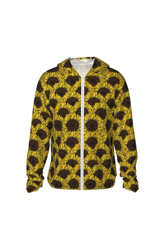 Sunflowers 3 Print Men's Women Light Jacket Full Zip Sun Protection Hoodie Long Sleeve Sun Shirts for Men Hiking Fishing Zip Pockets-Medium