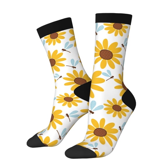 Logiee Sunflowers Print Adult Socks for Men & Women,Calf Socks, Ankle Socks,Boots Socks,Breathable Casual Sock,Unisex Crew Socks