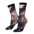 thumbnail image 1 of Logiee Sunset Cliff Dinosaur Print Adult Socks for Men & Women,Calf Socks, Ankle Socks,Boots Socks,Breathable Casual Sock,Unisex Crew Socks, 1 of 6