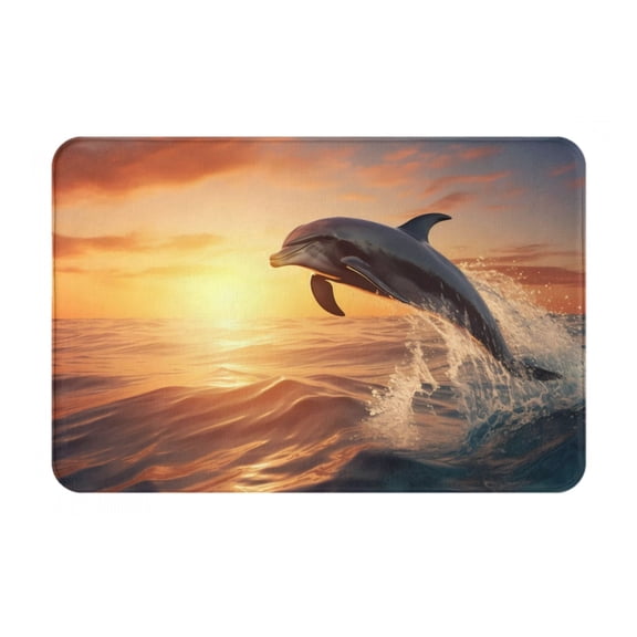 Logiee Sunset Dancing Dolphin A Print Welcome Mats for Entryway,Door Mat for Front Door,Entry Mat,Doormat for Garden, Garage, Patio, Home, Porch Decor