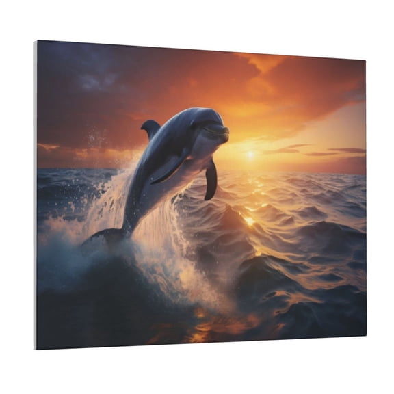 Logiee Sunset Dancing Dolphin Print Canvas Wall Art ,Art Poster,Canvas Decorative Picture,Decor Wall Pictures for Living Room Bedroom Bathroom,Ready to Hang