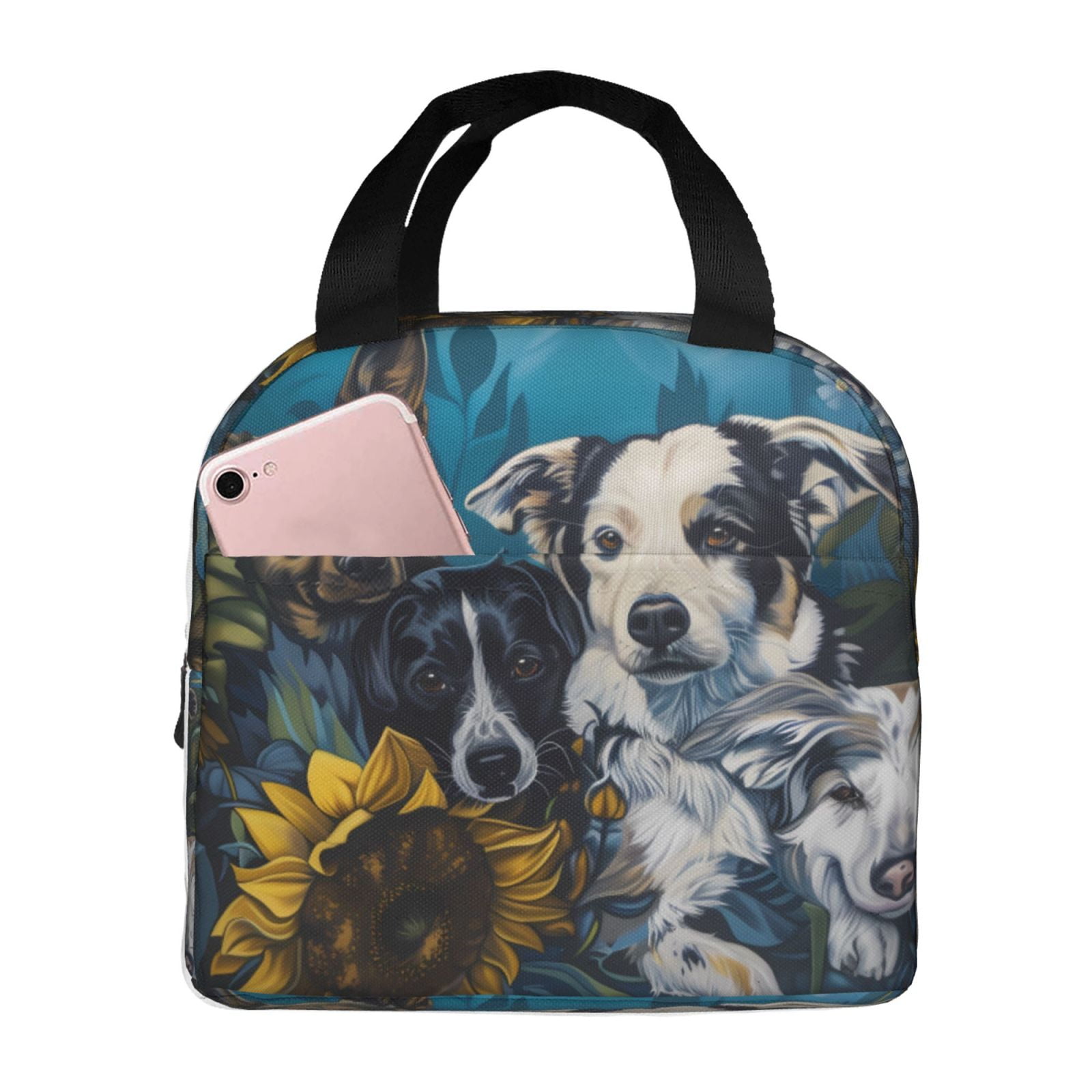 Logiee Sunset Sunflower Dog Print Lunch Bag,Lunch Box for Women Men ...