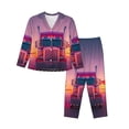 thumbnail image 1 of Logiee Sunset Truck Highway Print Womens Pajamas Set,Long Sleeve Sleepwear,Button Down Lounge Set 2 Pieces,Soft Nightwear Pjs Set-Large, 1 of 7