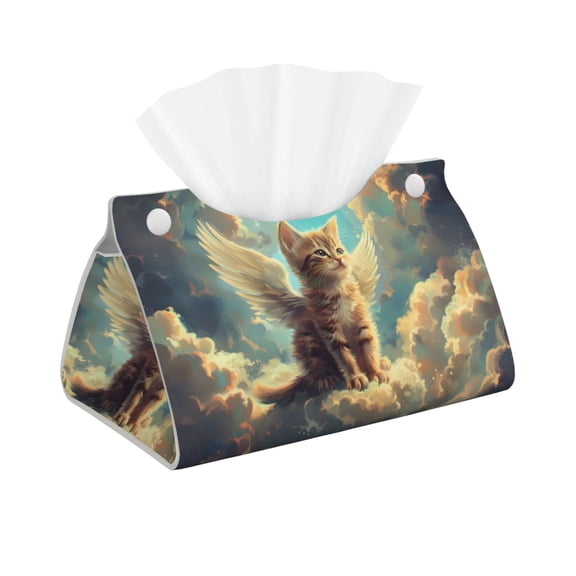 Logiee Sunshine Cloud Cute Cat Print Tissue Box Cover,Stylish Tissue Box Holder Decorative Tissue Cover for Bathroom Toilet Bedroom Living Room Table Desk Office
