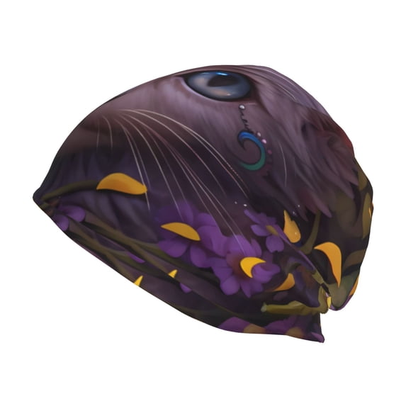 Logiee Sunshine Cute Cat Sunflower Print Unisex Knit Beanie for Men Women Winter Hat,Beanies Skull Caps