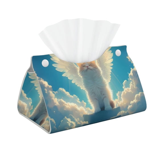 Logiee Sunshine Cute Winged Cat Print Tissue Box Cover,Stylish Tissue Box Holder Decorative Tissue Cover for Bathroom Toilet Bedroom Living Room Table Desk Office