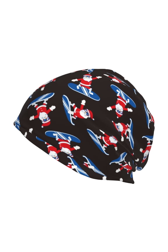 Surfing Santa Print Unisex Knit Beanie for Men Women Winter Hat,Beanies Skull Caps