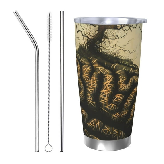 Logiee Surreal Brain Tree Print 20OZ Car Cup with Lid, Stainless Steel Vacuum Insulated Double Wall Travel Tumbler, Durable Insulated Coffee Mug,Thermal Cup with Straw-Straw Three-piece Set