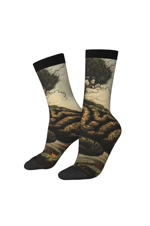 Surreal Brain Tree Print Adult Socks for Men & Women,Calf Socks, Ankle Socks,Boots Socks,Breathable Casual Sock,Unisex Crew Socks