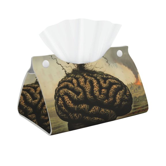 Logiee Surreal Brain Tree Print Tissue Box Cover,Stylish Tissue Box Holder Decorative Tissue Cover for Bathroom Toilet Bedroom Living Room Table Desk Office