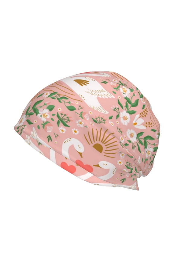 Swan Couple Print Unisex Knit Beanie for Men Women Winter Hat,Beanies Skull Caps