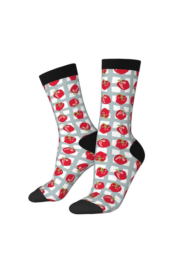 Sweet Red Fruit Print Adult Socks for Men & Women,Calf Socks, Ankle Socks,Boots Socks,Breathable Casual Sock,Unisex Crew Socks