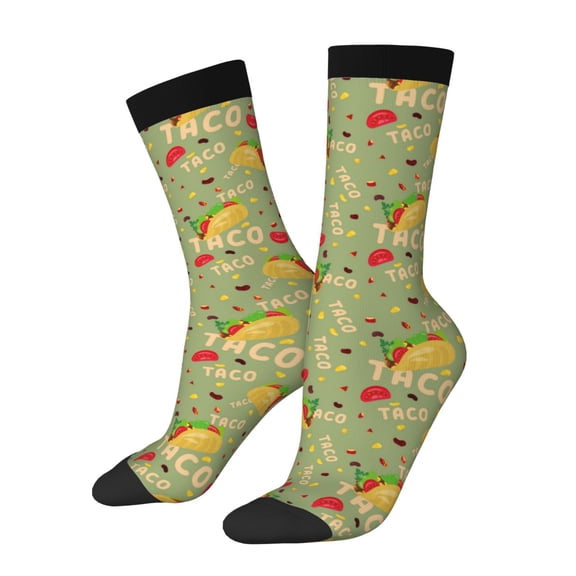 Logiee Taco Print Adult Socks for Men & Women,Calf Socks, Ankle Socks,Boots Socks,Breathable Casual Sock,Unisex Crew Socks