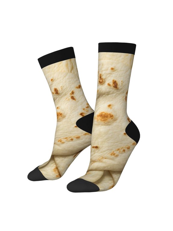 Taco Tortillas Print Adult Socks for Men & Women,Calf Socks, Ankle Socks,Boots Socks,Breathable Casual Sock,Unisex Crew Socks
