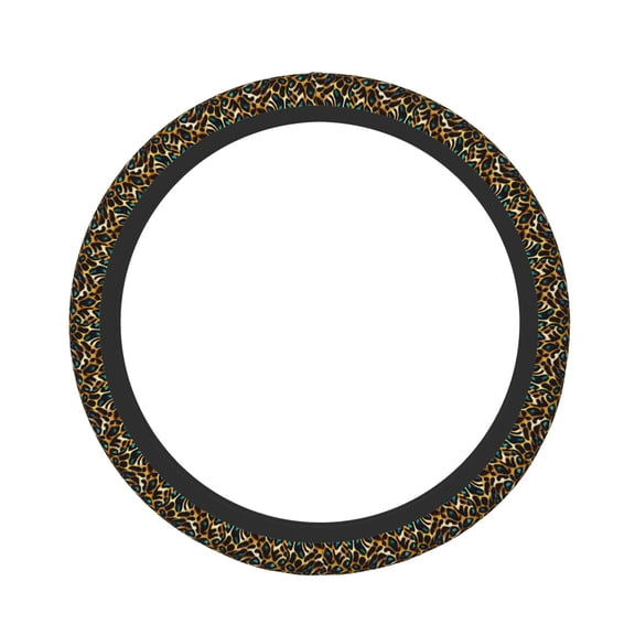 Logiee Teal Leopard Print Breathable Elastic Steering Wheel Cover, Non-Slip Stretch Steering Wheel Protector,Universal 15 Inch Fit Auto, Suvs, Truck