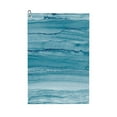 thumbnail image 1 of Logiee Teal Turquoise Fluid Stripes Print Golf Towels,16" x 24" Portable Golf Towel for Golf Bag with Carabiner Clip to Quickly Remove Sand,Mud and Sweat, 1 of 8