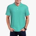 thumbnail image 1 of Logiee Teal Turquoise Print Mens Polo Shirts,Mens Golf Polo Shirts,Short Sleeve Casual Polo Shirts for Men,Summer Fashion Beach Shirts-Small, 1 of 6