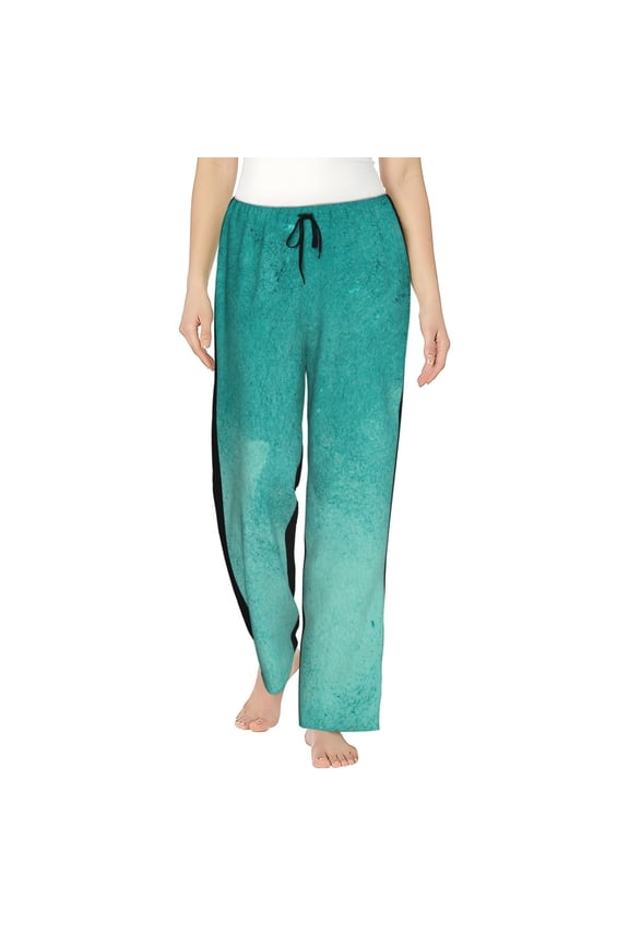 Teal Turquoise1 Print Women Pajama Pants,Comfy Pj Bottom with Pockets & Drawstring,Stretch Casual Sleepwear-Small
