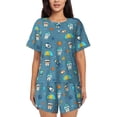 thumbnail image 1 of Logiee Teeth Cosmonaut Print Womens Pajamas Set,Short-Sleeve Pajama 2 Piece Sleepwear with Pockets-X-Large, 1 of 6