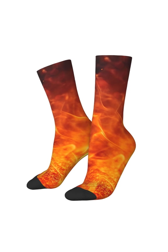 Tennis Ball In Fire Print Adult Socks for Men & Women,Calf Socks, Ankle Socks,Boots Socks,Breathable Casual Sock,Unisex Crew Socks