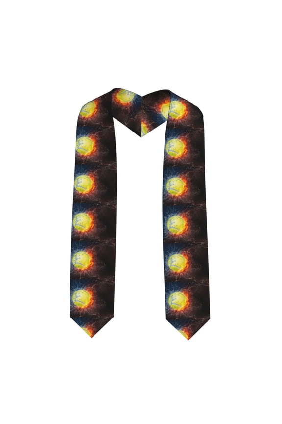 Tennis Ball On Fire And Water Print Unisex Adult Graduation Stole Shawl 72" Long for Academic Commencements Shawl-Sharp Corner