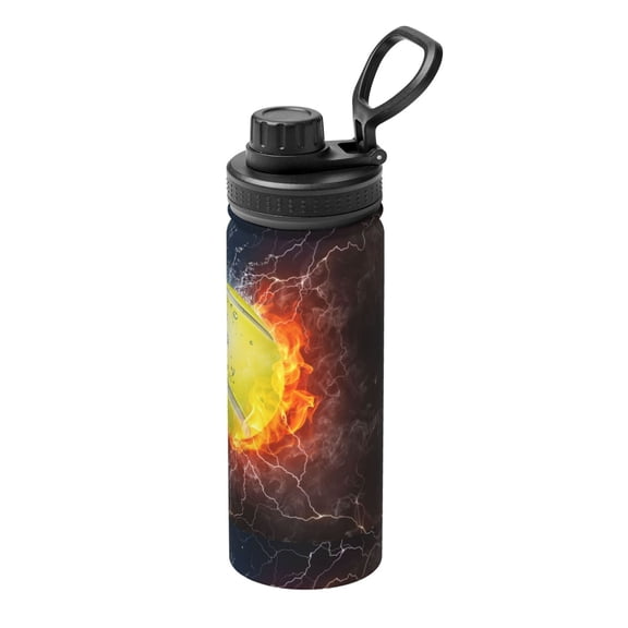 Logiee Tennis Ball On Fire And Water Print Water Bottle,18oz Sports Insulated Kettle for Cycling Gym Basketball Outdoor, Suitable as a Present