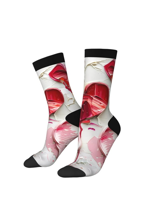 Textured Heart Abstract Art Print Adult Socks for Men & Women,Calf Socks, Ankle Socks,Boots Socks,Breathable Casual Sock,Unisex Crew Socks