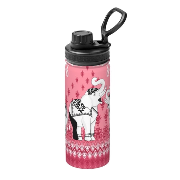 Logiee Thai elephant Print Water Bottle,18oz Sports Insulated Kettle for Cycling Gym Basketball Outdoor, Suitable as a Present