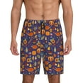 thumbnail image 1 of Logiee Thanksgiving Turkey 2 Print Men's Pajama Shorts with Drawstring & Pockets,Sleep Shorts for Men,Sleepwear Bottoms,Elastic Waistband Loungewear-X-Large, 1 of 6