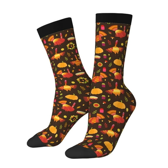 Logiee Thanksgiving Turkey Print Adult Socks for Men & Women,Calf Socks, Ankle Socks,Boots Socks,Breathable Casual Sock,Unisex Crew Socks