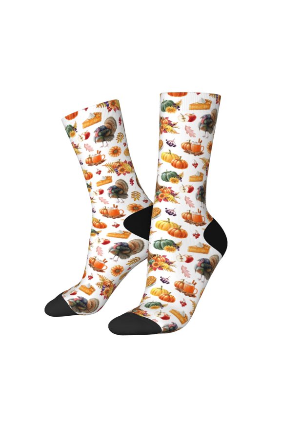 Thanksgiving Turkeys 1 Print Adult Socks for Men & Women,Calf Socks, Ankle Socks,Boots Socks,Breathable Casual Sock,Unisex Crew Socks