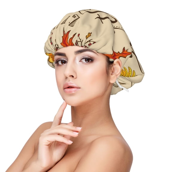 Logiee Thanksgiving With A Grateful Heart Print Silk Bonnet Satin Bonnet for Sleeping Women and Men,Double Layer Hair Bonnet for Curly Braids Hair
