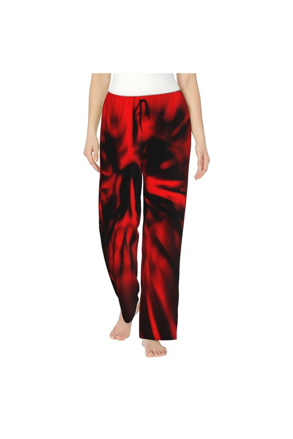 The Red Head Skull Print Women Pajama Pants,Comfy Pj Bottom with Pockets & Drawstring,Stretch Casual Sleepwear-Medium