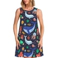 thumbnail image 1 of Logiee The Underwater World Print Summer Dresses for Women,Beach Sleeveless Flowy Pocket Tshirt Tank Sundresses,Women's Sleeveless Dress, 1 of 7