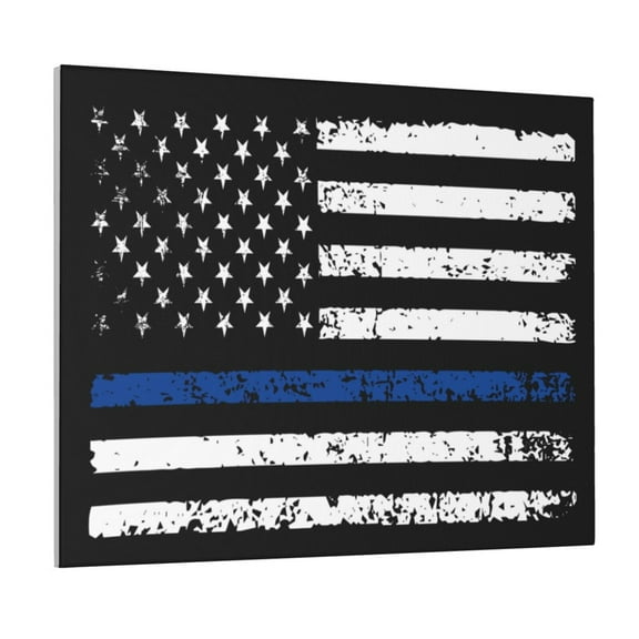 Logiee Thin Blue Line Flag Print Canvas Wall Art ,Art Poster,Canvas Decorative Picture,Decor Wall Pictures for Living Room Bedroom Bathroom,Ready to Hang