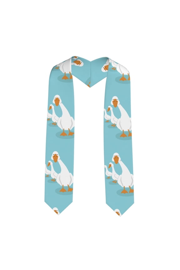 Three White Geese Print Unisex Adult Graduation Stole Shawl 72" Long for Academic Commencements Shawl-Sharp Corner